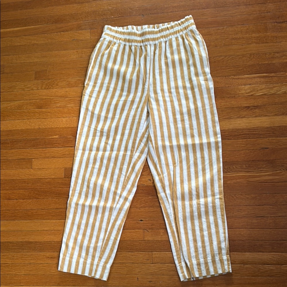 Madewell Mustard Yellow and White Striped Pants